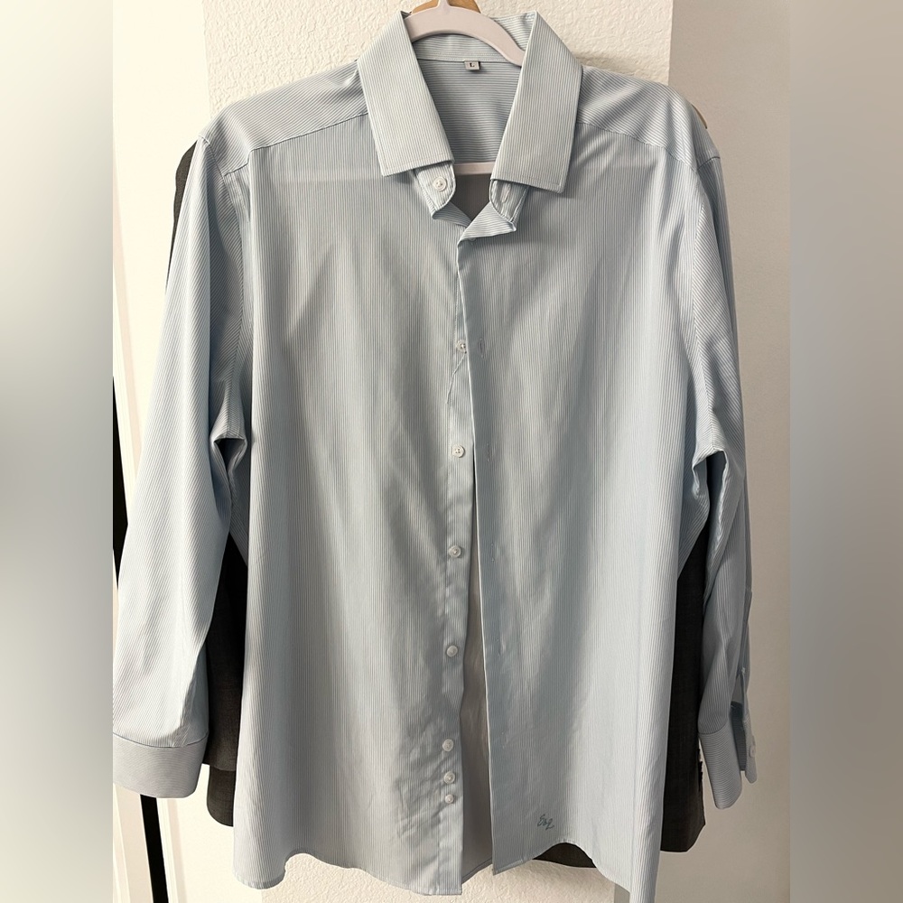 State & Liberty Baby Blue & White stripe dress shirt - Sz L